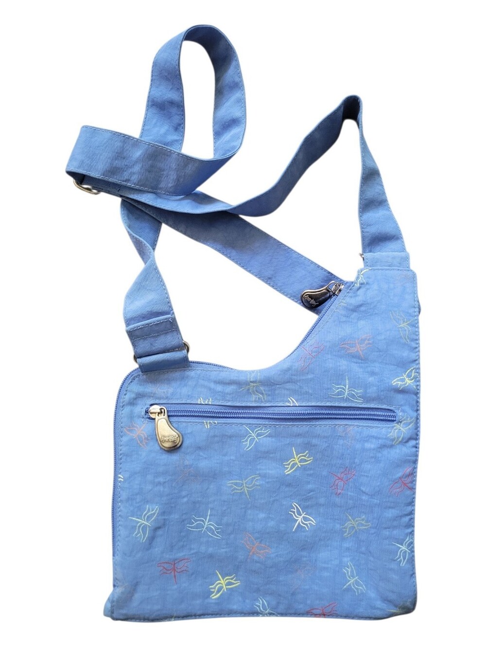 AmeriBag Crossbody Bag Blue Dragonfly Print Nylon Sling Purse Travel Hiking - Picture 2 of 11